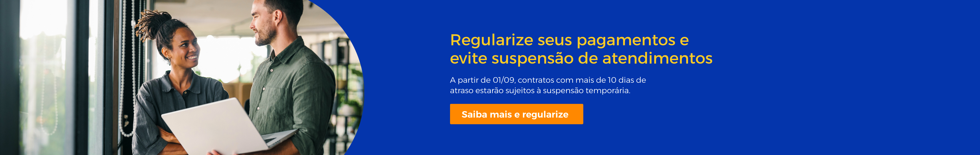 Banner Hapvida sobre regularização de pagamentos e suspensão temporária de atendimentos a partir de 01/09.